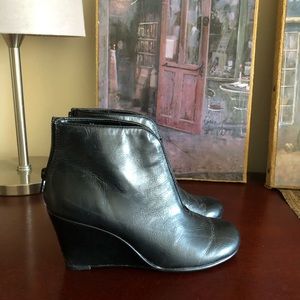 COPY - Plum drum black wedge bootie. Size 7.5